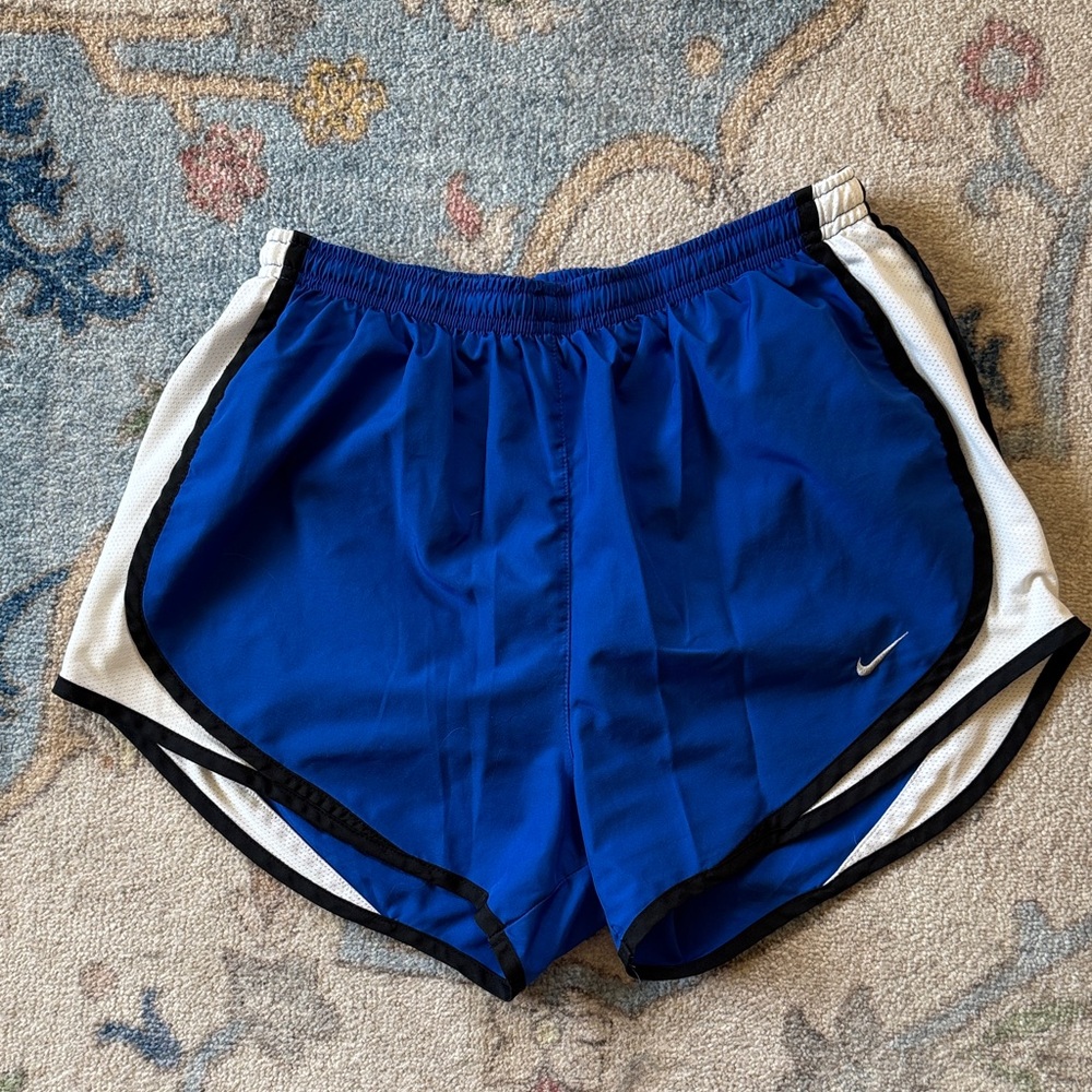 Nike Royal Blue Running Shorts with White Panels and Black Trim